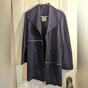 Women's Navy Blazer with Zipper Details